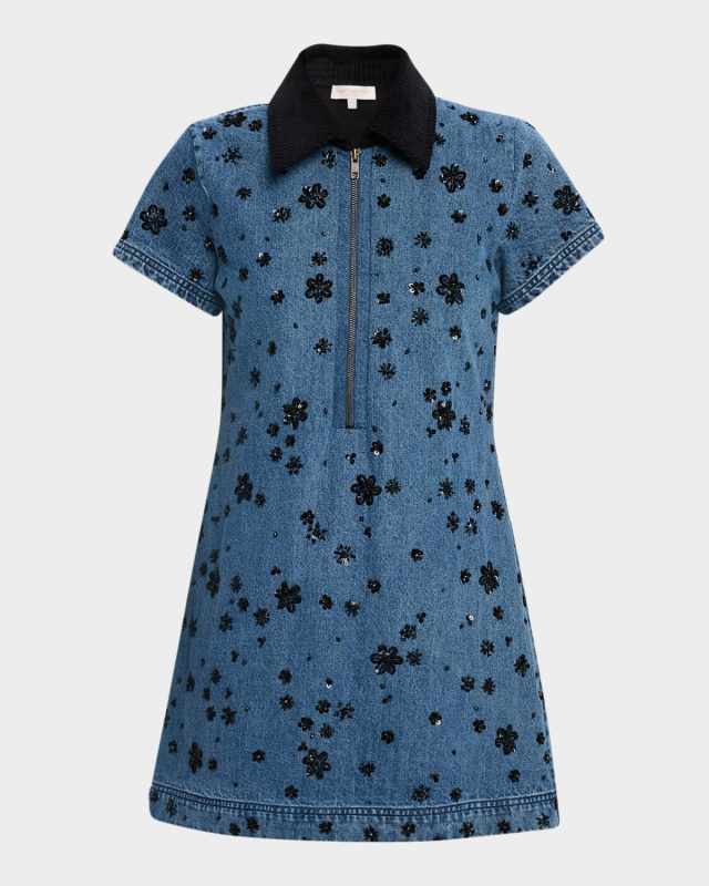 Rita Embellished Denim Mini Dress